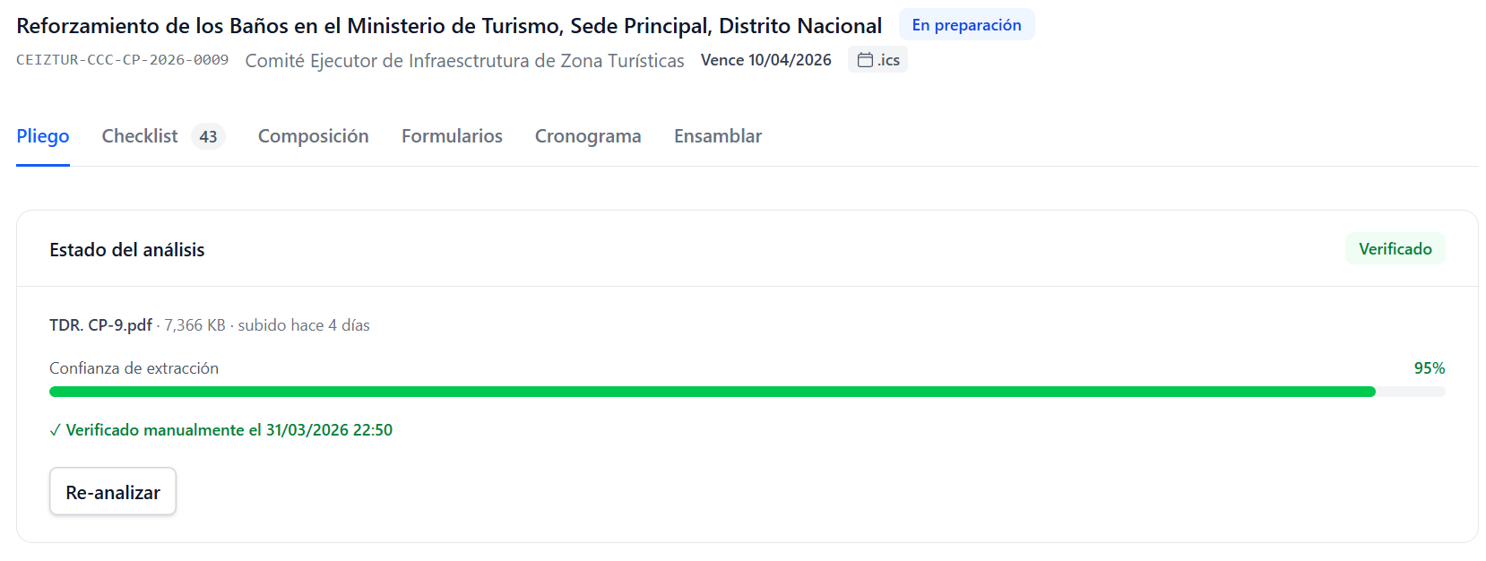 Análisis de pliego con inteligencia artificial